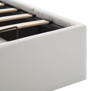 vidaXL Storage Bed with Hydraulic Lift White Faux Leather 160x200 cm