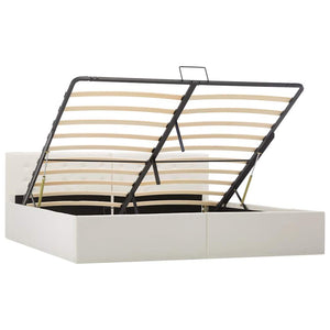 vidaXL Hydraulic Storage Bed White Faux Leather 180×200 cm