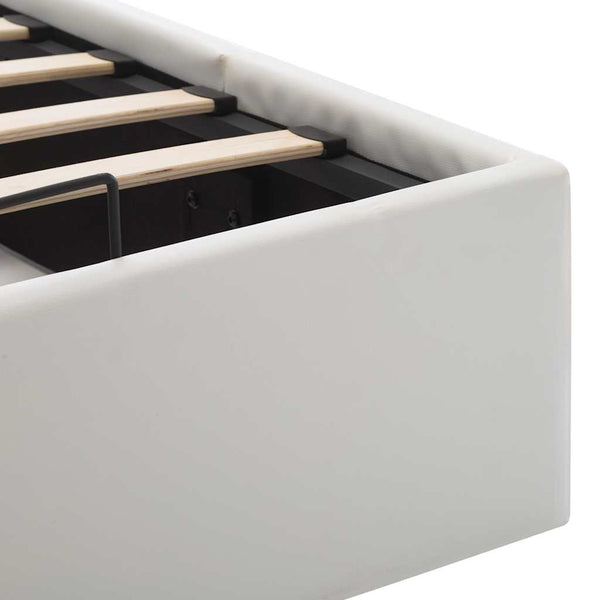 vidaXL Hydraulic Storage Bed White Faux Leather 180×200 cm