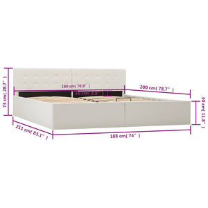 vidaXL Hydraulic Storage Bed White Faux Leather 180×200 cm