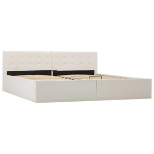 vidaXL Hydraulic Storage Bed White Faux Leather 180×200 cm