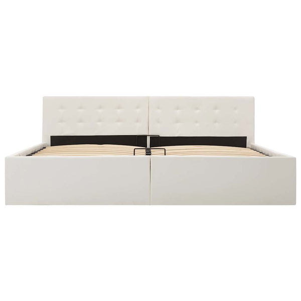 vidaXL Hydraulic Storage Bed White Faux Leather 180×200 cm