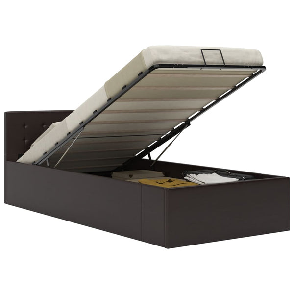 vidaXL Hydraulic Storage Bed Grey Faux Leather 90x200 cm