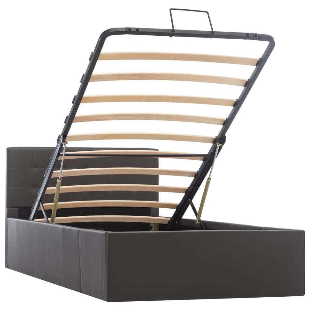 vidaXL Hydraulic Storage Bed Grey Faux Leather 90x200 cm