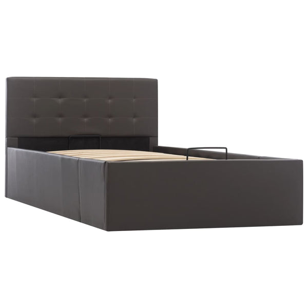 vidaXL Hydraulic Storage Bed Grey Faux Leather 90x200 cm