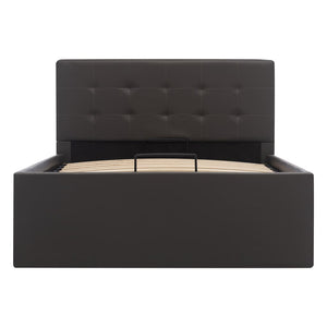 vidaXL Hydraulic Storage Bed Grey Faux Leather 90x200 cm