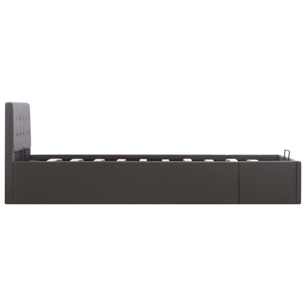 vidaXL Hydraulic Storage Bed Grey Faux Leather 90x200 cm