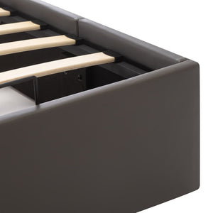 vidaXL Hydraulic Storage Bed Grey Faux Leather 90x200 cm