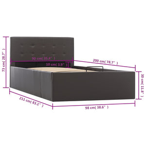 vidaXL Hydraulic Storage Bed Grey Faux Leather 90x200 cm