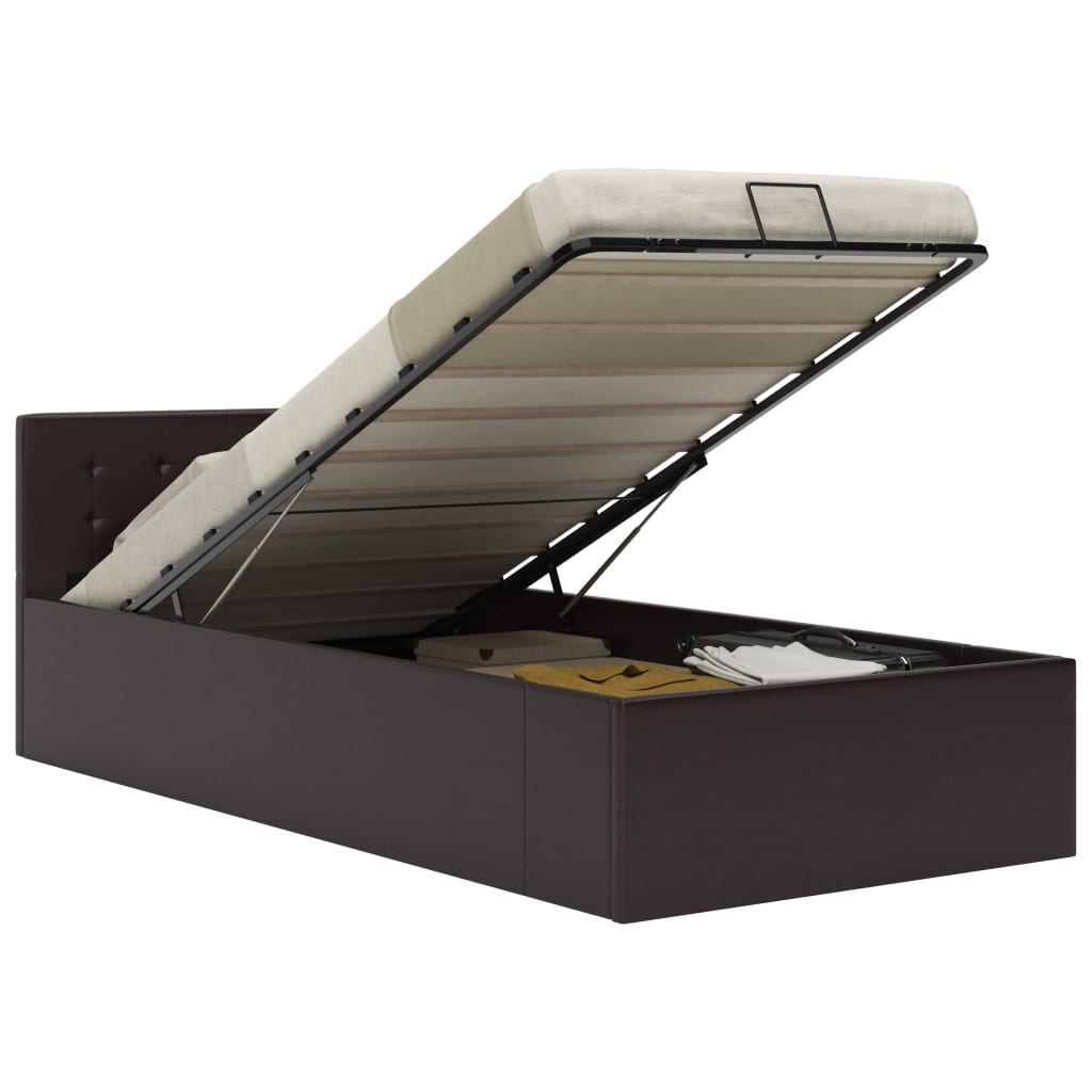 vidaXL Hydraulic Storage Bed Grey Faux Leather 100x200 cm