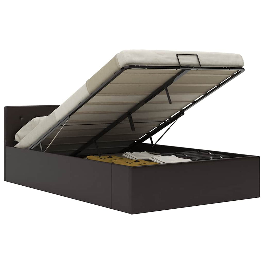 vidaXL Hydraulic Storage Bed Grey Faux Leather 120x200 cm
