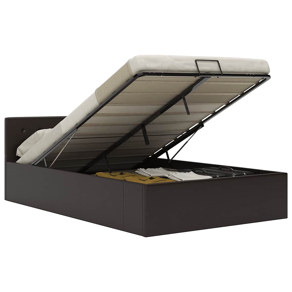 vidaXL Hydraulic Storage Bed Grey Faux Leather 120x200 cm