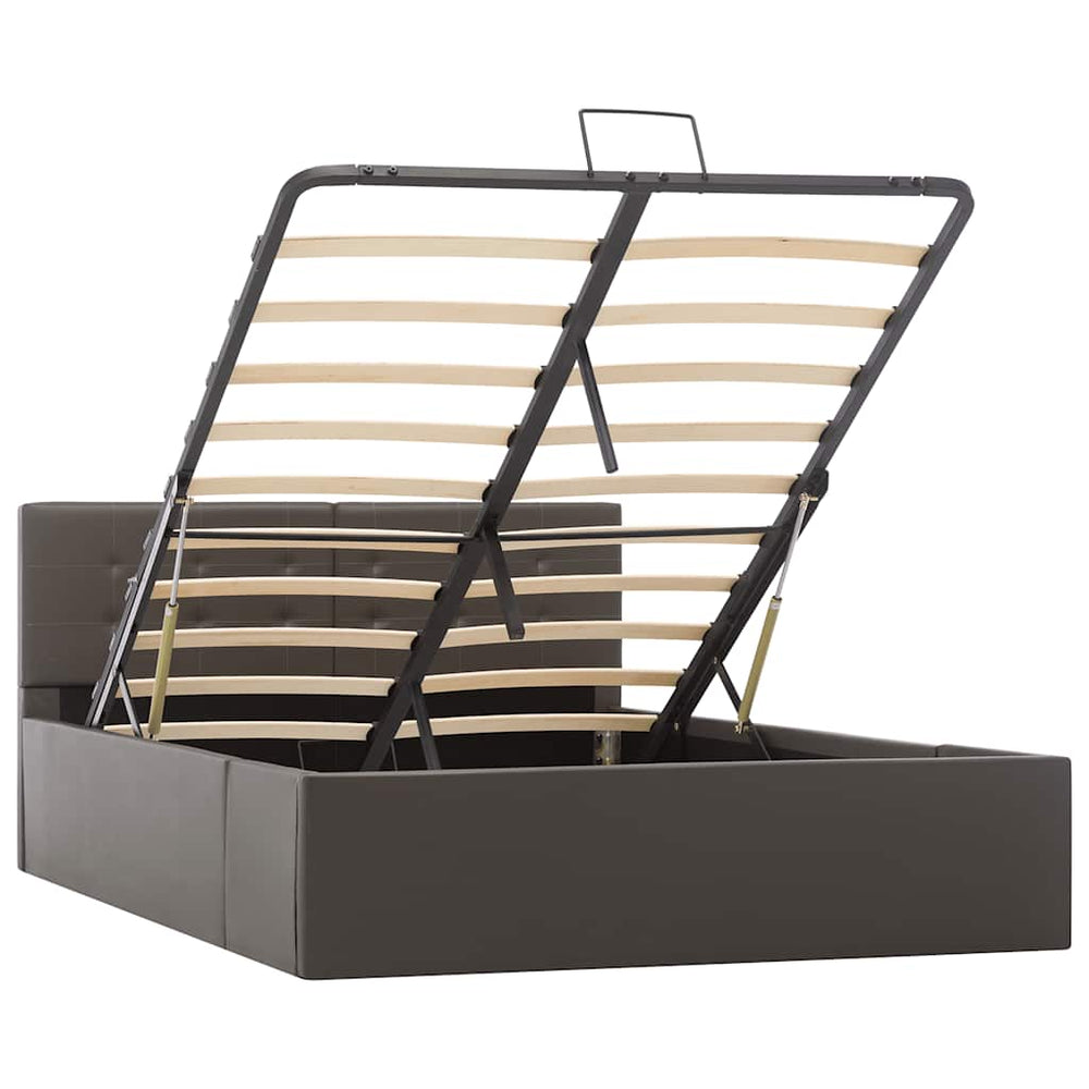 vidaXL Hydraulic Storage Bed Grey Faux Leather 120x200 cm