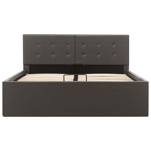 vidaXL Hydraulic Storage Bed Grey Faux Leather 120x200 cm