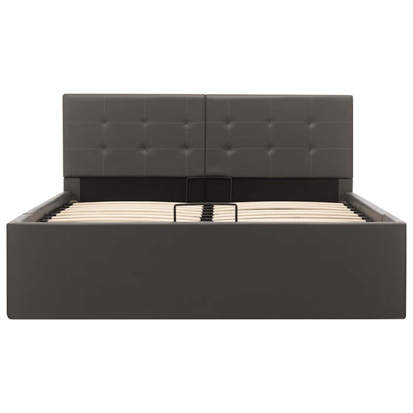vidaXL Hydraulic Storage Bed Grey Faux Leather 120x200 cm