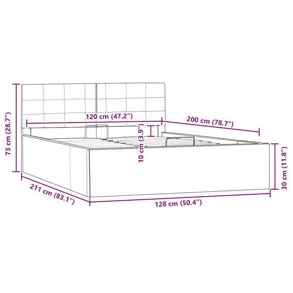 vidaXL Hydraulic Storage Bed Grey Faux Leather 120x200 cm