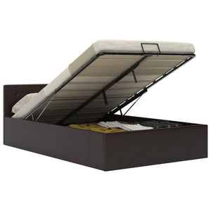 vidaXL Hydraulic Storage Bed Grey Faux Leather 140x200 cm