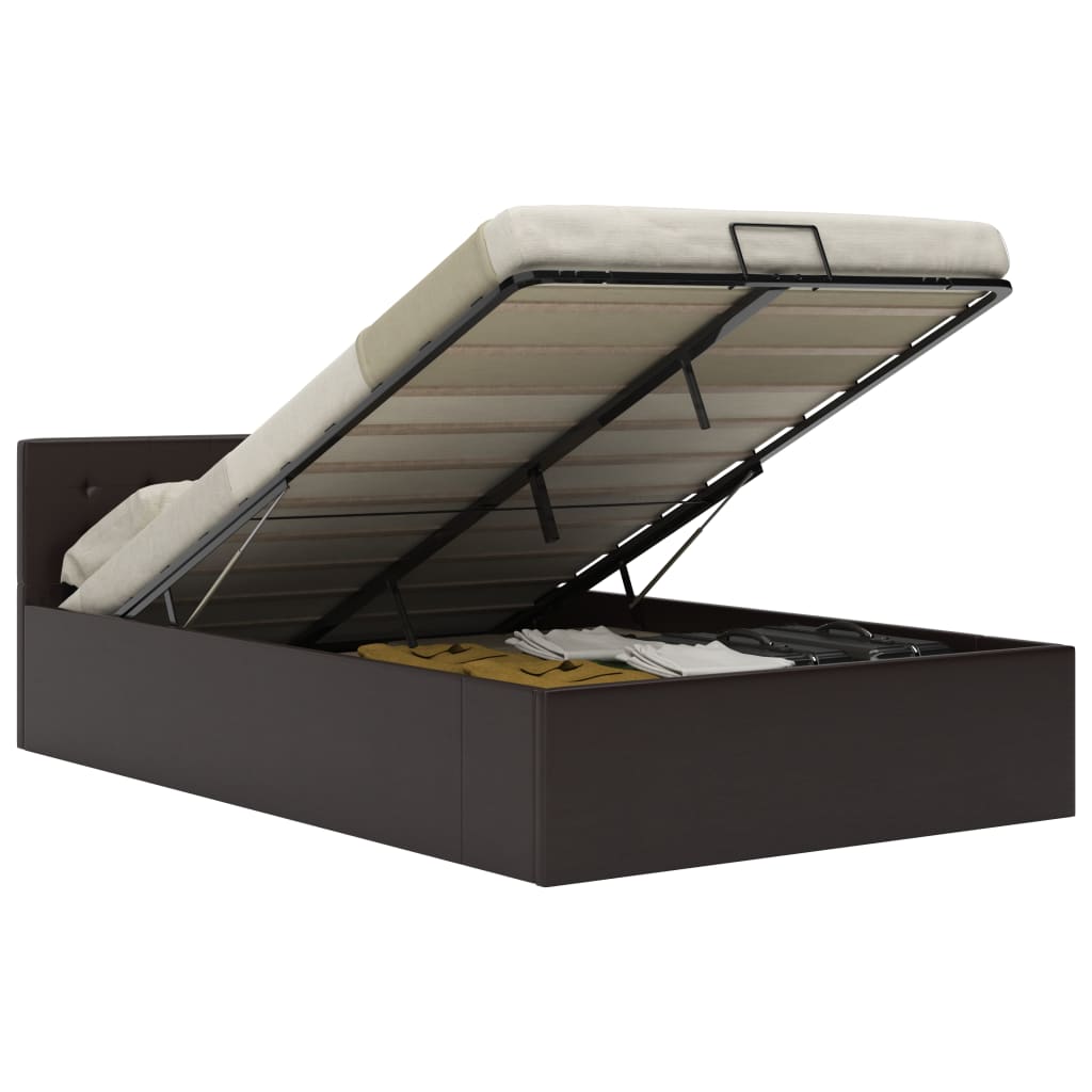 vidaXL Hydraulic Storage Bed Grey Faux Leather 140x200 cm