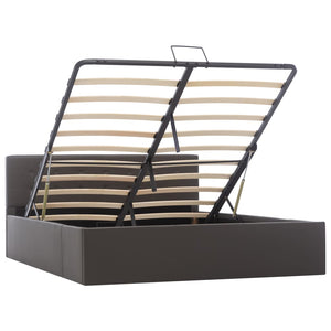 vidaXL Hydraulic Storage Bed Grey Faux Leather 140x200 cm
