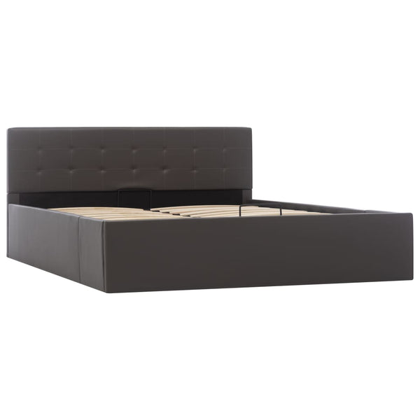 vidaXL Hydraulic Storage Bed Grey Faux Leather 140x200 cm
