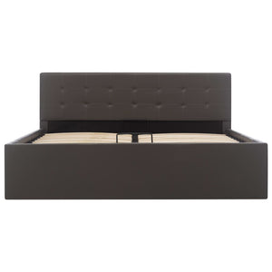 vidaXL Hydraulic Storage Bed Grey Faux Leather 140x200 cm