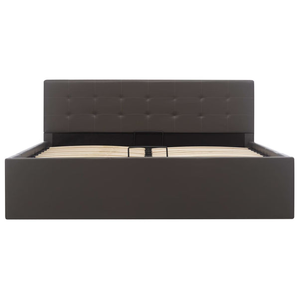 vidaXL Hydraulic Storage Bed Grey Faux Leather 140x200 cm