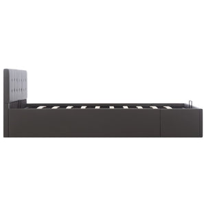 vidaXL Hydraulic Storage Bed Grey Faux Leather 140x200 cm