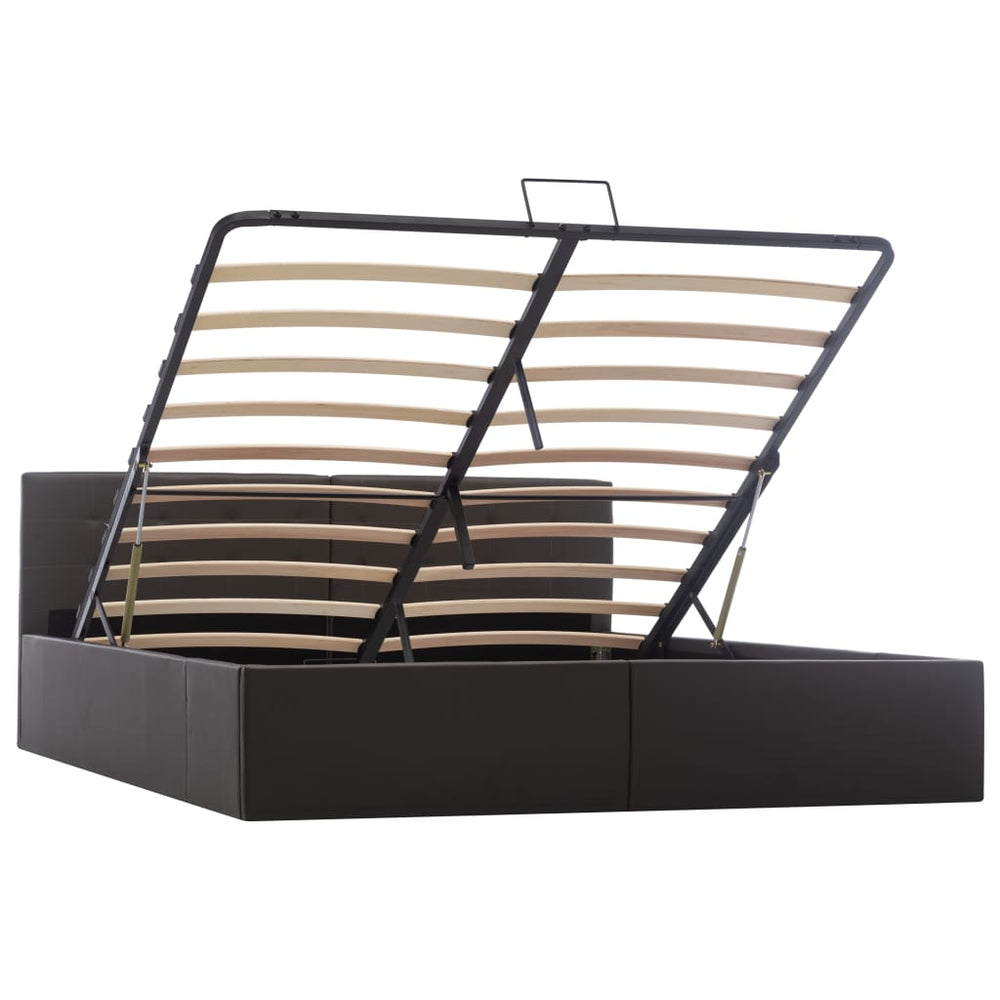 vidaXL Storage Bed Hydraulic Grey Faux Leather 160×200cm