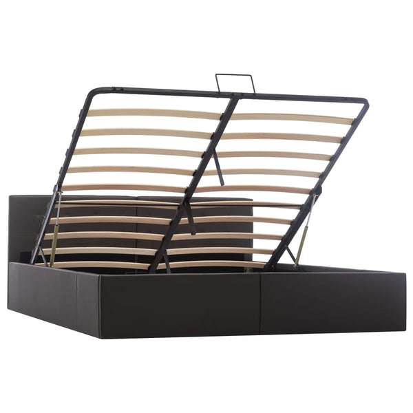 vidaXL Storage Bed Hydraulic Grey Faux Leather 160×200cm