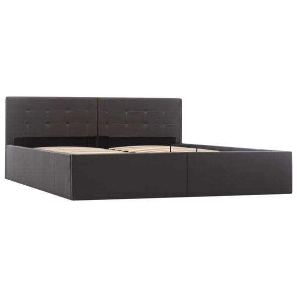 vidaXL Storage Bed Hydraulic Grey Faux Leather 160×200cm