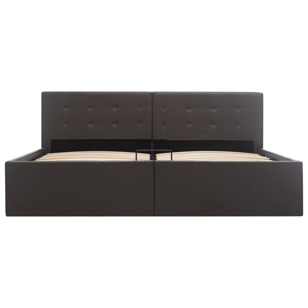 vidaXL Storage Bed Hydraulic Grey Faux Leather 160×200cm