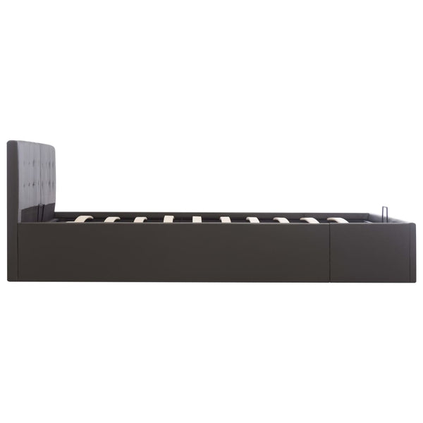 vidaXL Storage Bed Hydraulic Grey Faux Leather 160×200cm