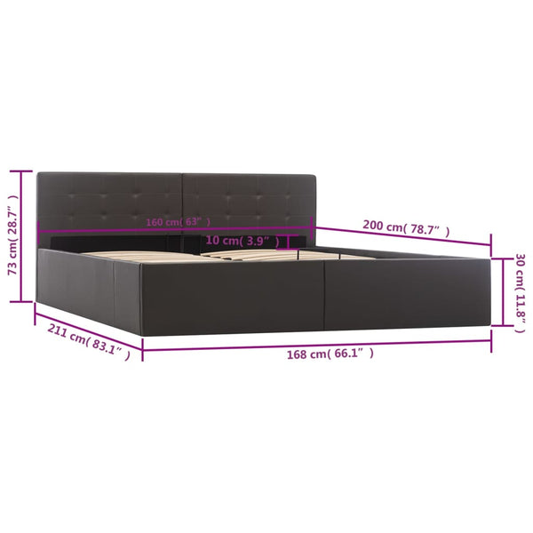 vidaXL Storage Bed Hydraulic Grey Faux Leather 160×200cm