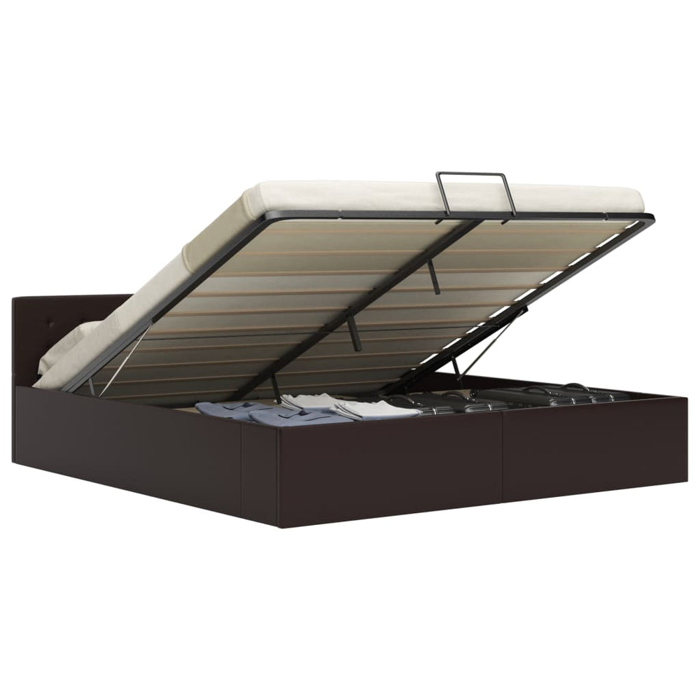 vidaXL Hydraulic Storage Bed Grey Faux Leather 180x200 cm