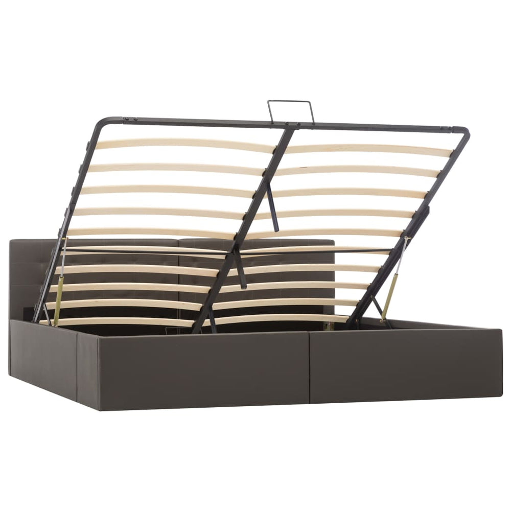 vidaXL Hydraulic Storage Bed Grey Faux Leather 180x200 cm