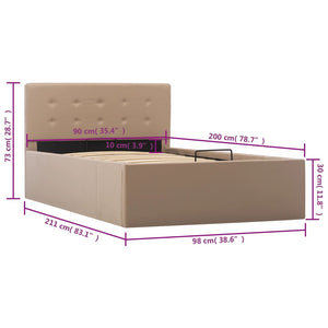 vidaXL Storage Bed Hydraulic Cappuccino Brown Faux Leather 90×200 cm