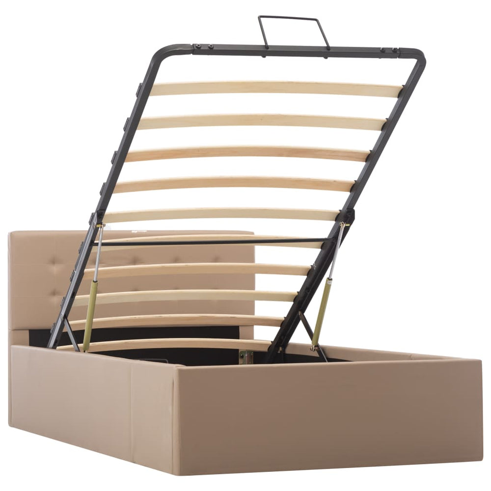vidaXL Hydraulic Storage Bed Cappuccino Brown Faux Leather 100x200 cm
