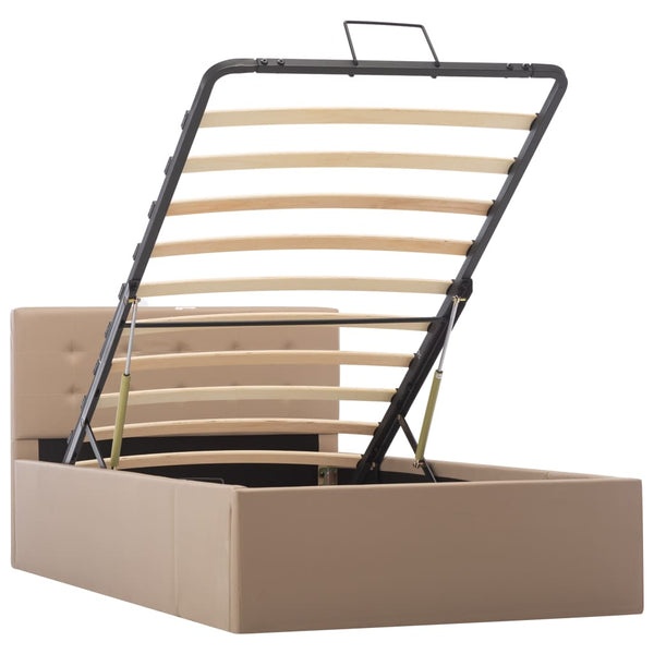 vidaXL Hydraulic Storage Bed Cappuccino Brown Faux Leather 100x200 cm