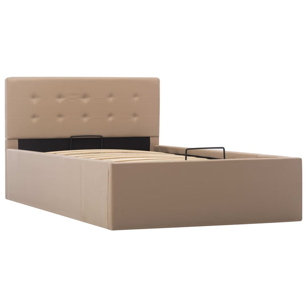 vidaXL Hydraulic Storage Bed Cappuccino Brown Faux Leather 100x200 cm
