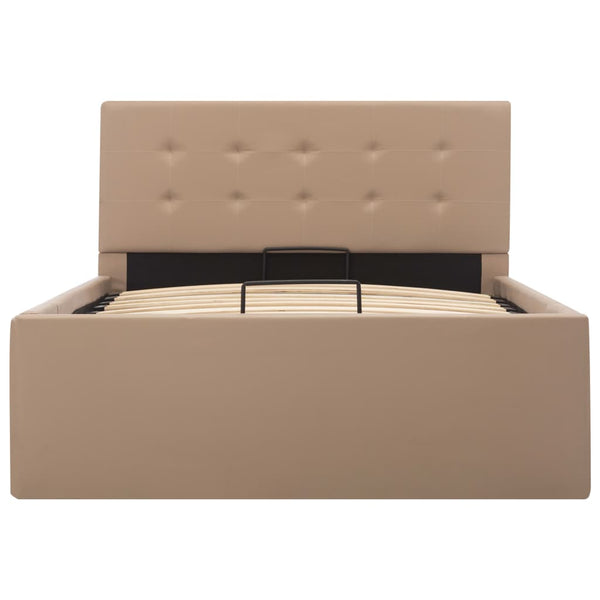 vidaXL Hydraulic Storage Bed Cappuccino Brown Faux Leather 100x200 cm