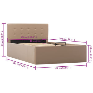 vidaXL Hydraulic Storage Bed Cappuccino Brown Faux Leather 100x200 cm
