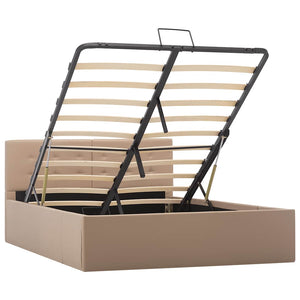 vidaXL Hydraulic Storage Bed Cappuccino Brown Faux Leather 120×200 cm