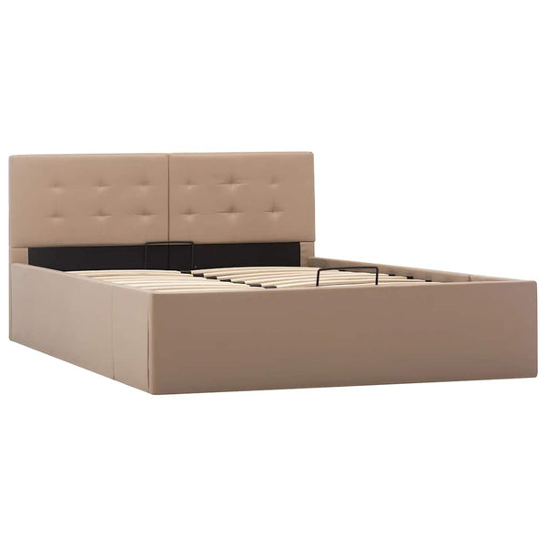 vidaXL Hydraulic Storage Bed Cappuccino Brown Faux Leather 120×200 cm