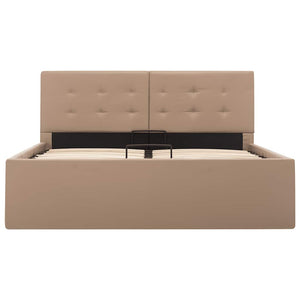 vidaXL Hydraulic Storage Bed Cappuccino Brown Faux Leather 120×200 cm