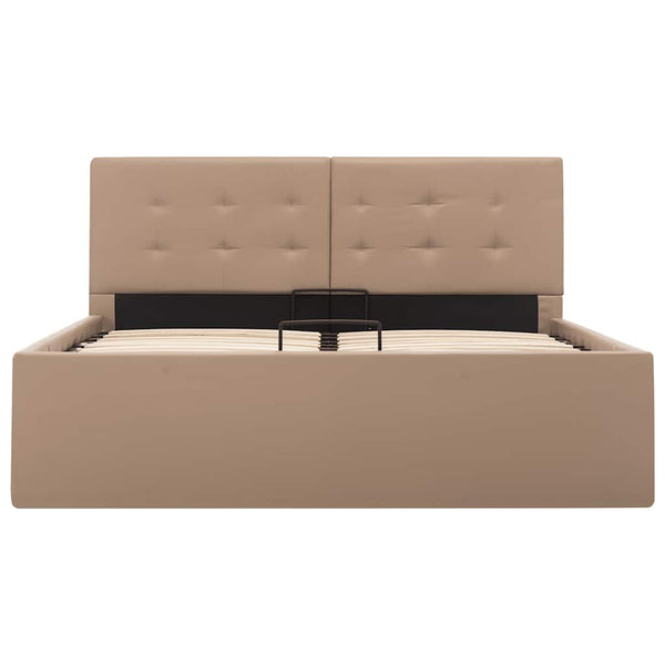 vidaXL Hydraulic Storage Bed Cappuccino Brown Faux Leather 120×200 cm