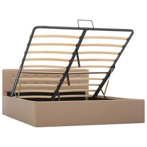 vidaXL Hydraulic Storage Bed Cappuccino Brown Faux Leather 140x200 cm