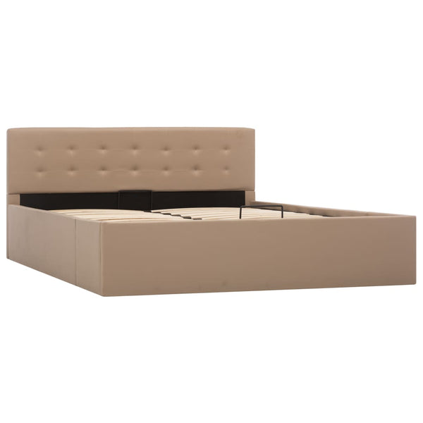 vidaXL Hydraulic Storage Bed Cappuccino Brown Faux Leather 140x200 cm