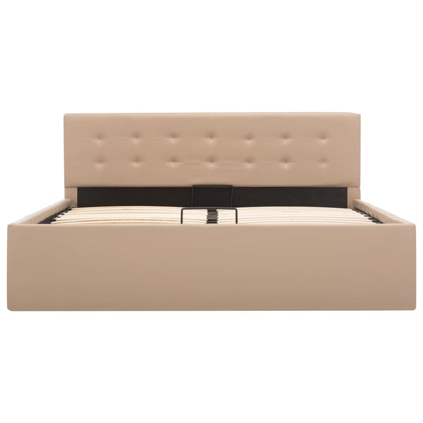 vidaXL Hydraulic Storage Bed Cappuccino Brown Faux Leather 140x200 cm