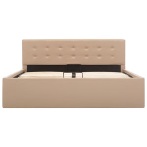 vidaXL Hydraulic Storage Bed Cappuccino Brown Faux Leather 140x200 cm