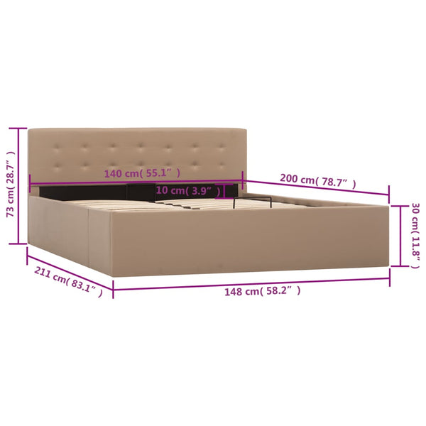 vidaXL Hydraulic Storage Bed Cappuccino Brown Faux Leather 140x200 cm